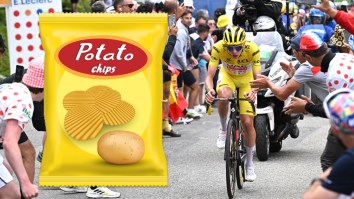 Rogue Tour De France Spectator Throws Potato Chips Directly Into The Face Of Top Two Cyclists