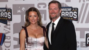 Dale Earnhardt Jr with wife Amy Earnhardt on the red carpet at the NASCAR Awards