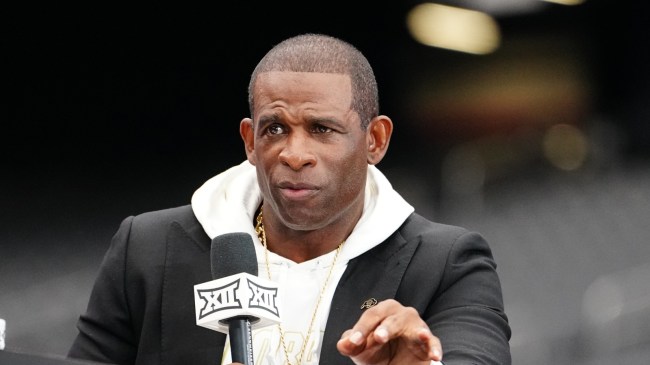 Deion Sanders speaks at Big XII media day.