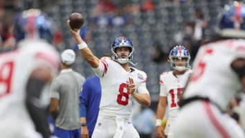 Brutal Daniel Jones Preseason Pick Six Has Giants Fans Pining For Shedeur Sanders