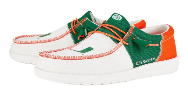 HEYDUDE Wally Tri Miami shoes for college football