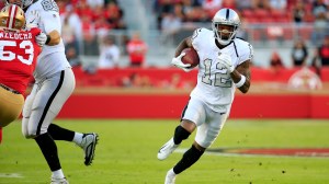 Martavis Bryant runs with the ball for the Raiders.