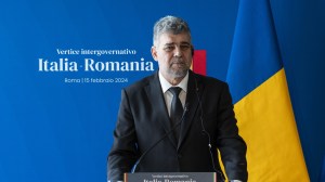 Romanian Prime Minister Marcel Ciolacu at the Italy-Romania intergovernmental summit.