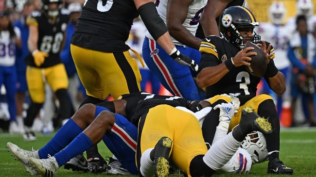 Steelers QB Russell Wilson is sacked in the preseason.