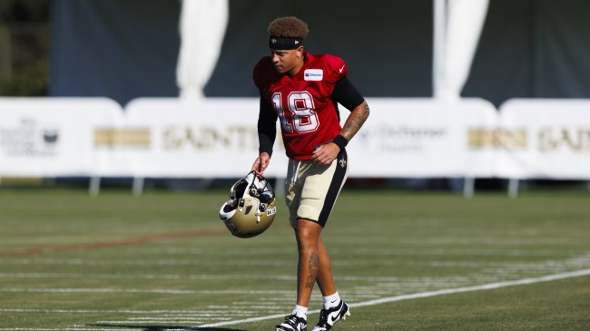 Spencer Rattler on the field for the Saints.