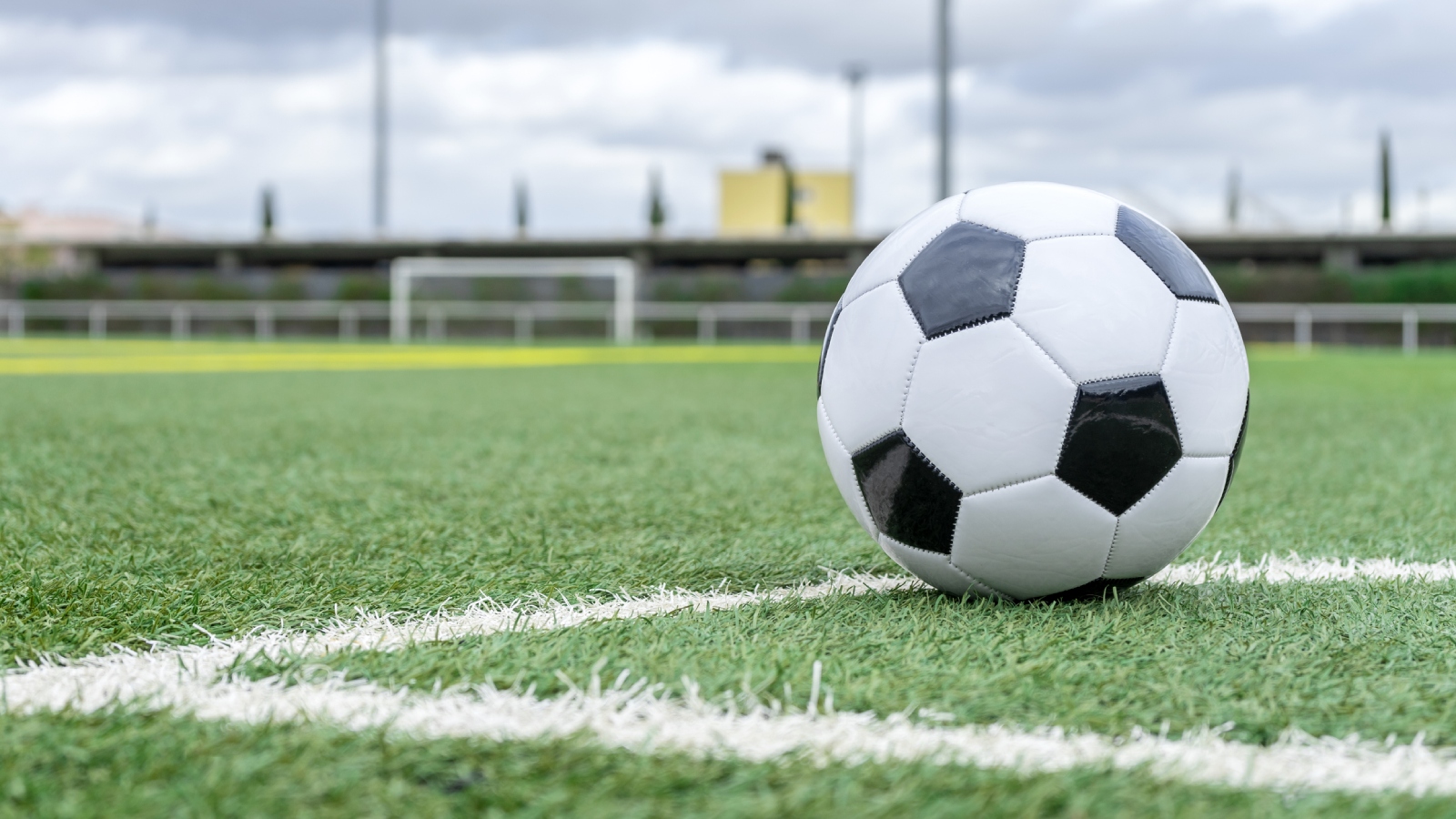 A soccer ball on the field.