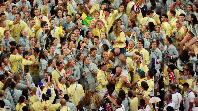 Team Australia at the closing ceremony of the Paris Olympics.