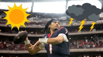 Houston Texans Have To Deal With Random Rain And Blinding Sun From Hurricane Roof Damage