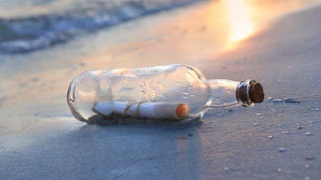 message in a bottle on beach