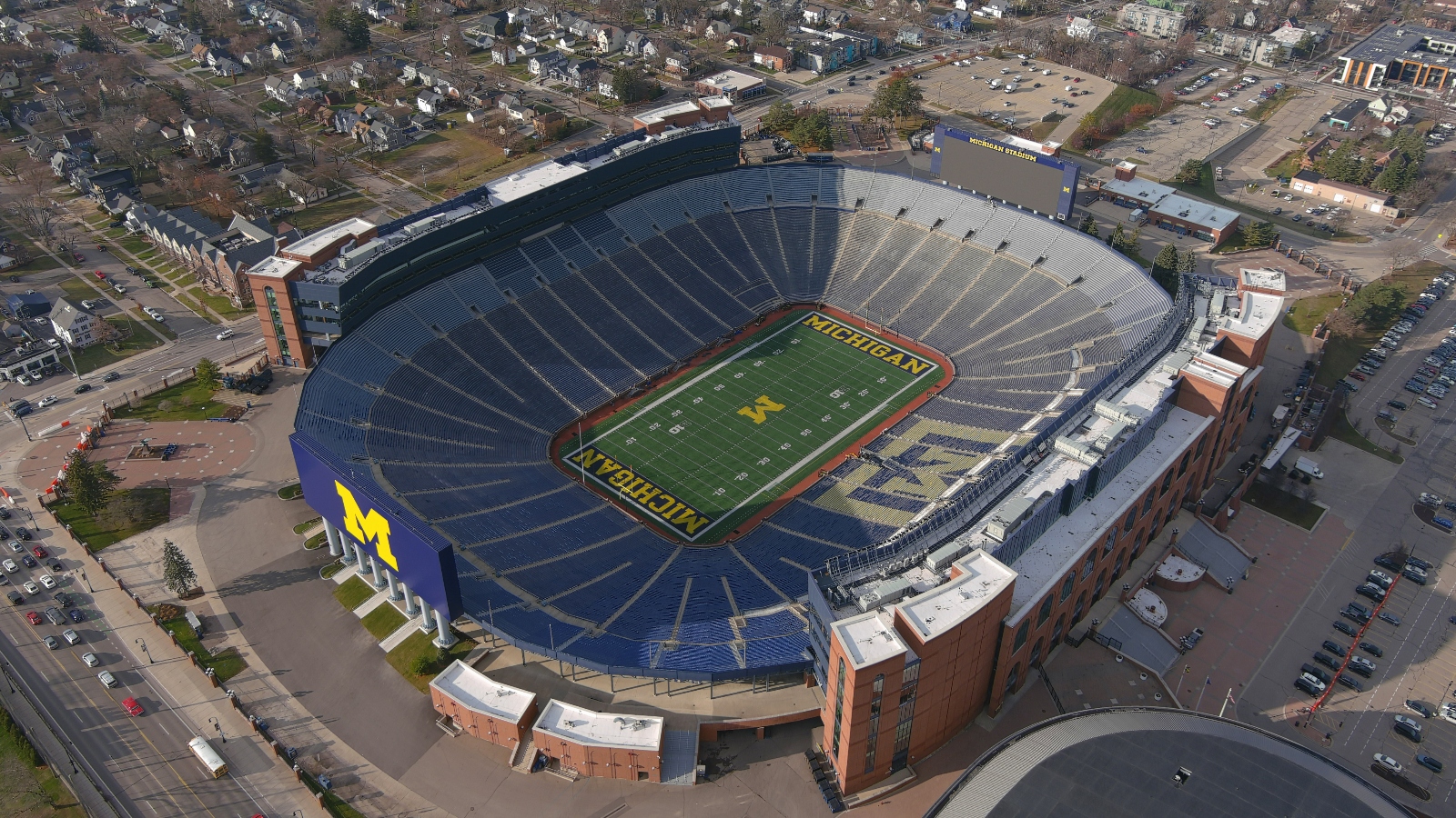 Michigan Stadium aerial view in Ann Arbor, Michigan
