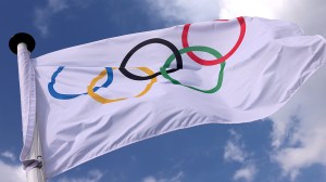 Olympic rings on flag