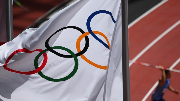 Olympics rings on flag