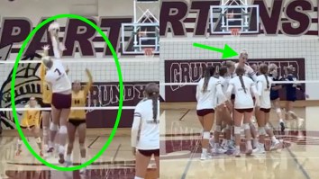 6-Foot-7 High School Volleyball Player Makes Tiny Opponents Look Silly By Tooling Much Smaller Block