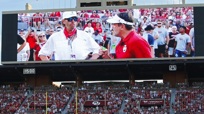 Toby Keith on the jumbotron at an Oklahoma Sooners football game.