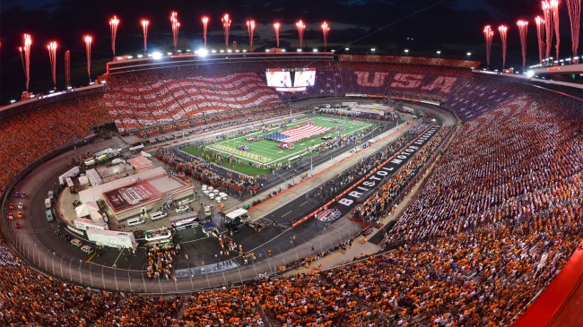 view of Bristol Motor Speedway during game between Virginia Tech Hokies and Tennessee Volunteers