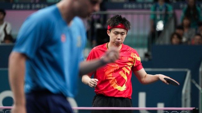 Wang Chuqin of China at the Paris Olympics.