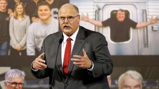 Andy Reid addresses audience during memorial service for John Madden