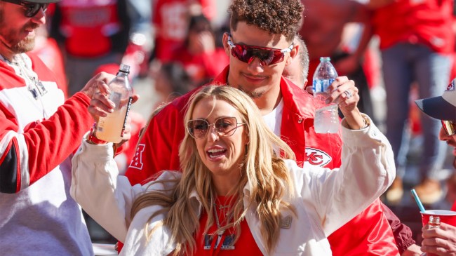 Brittany Mahomes parties during the Kansas City Chiefs Super Bowl Parade