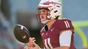 QB Brock Glenn warms up for the Florida State Seminoles.