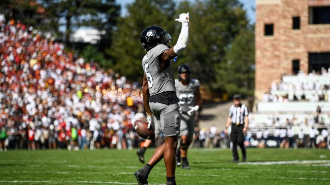 Colorado WR Jimmy Horn Jr. celebrates after making a catch vs. USC.