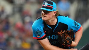 Logan Webb 62 of the San Francisco Giants pitches during MLB All-Star Game