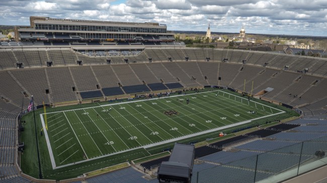 A view of Notre Dame Stadium before a football game.