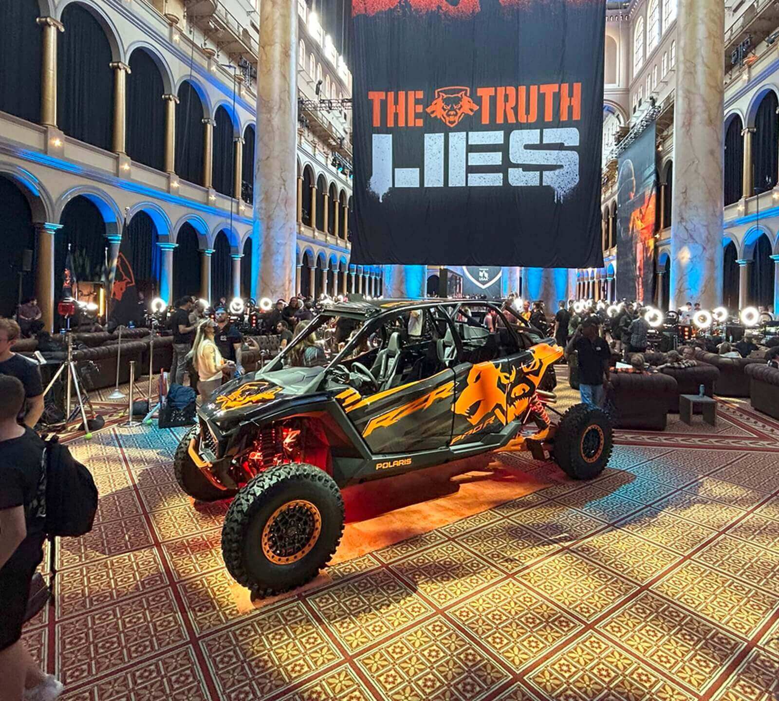 A Polaris RZR Pro R 4 Cerberus at an event for Call of Duty and CODE Bowl V. 