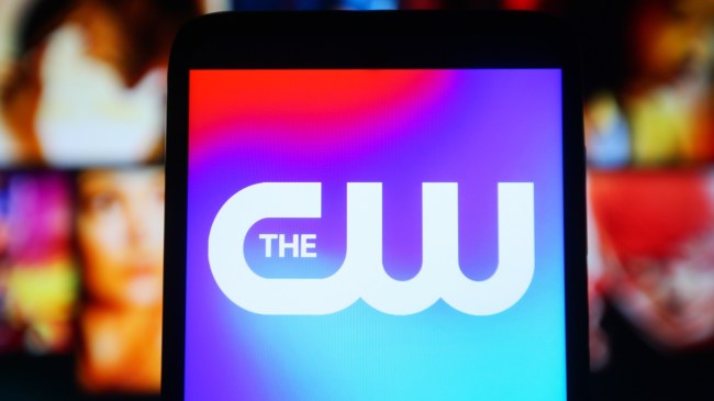 The logo of The CW Television Network on a mobile device.