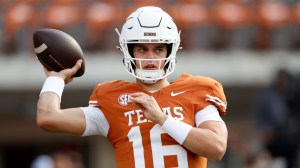 Texas QB Arch Manning on the field for a game against UTSA.