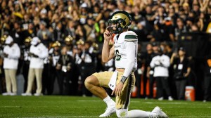 Colorado State QB Brayden Fowler-Nicolosi on the field vs. Colorado.