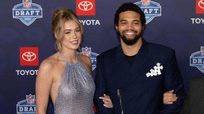 caleb williams and his girlfriend at the NFL draft