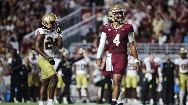 Florida State QB DJ Uiagalelei looks on during a game vs. Boston College.