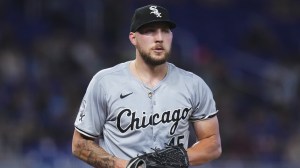 Chicago White Sox pitcher Garrett Crochet on the mound.