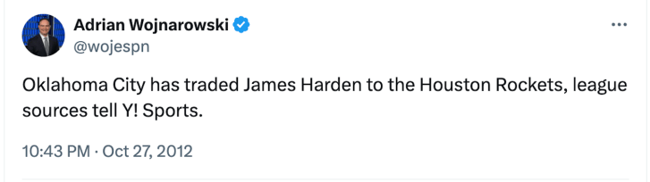 James Harden Rockets Woj Bomb