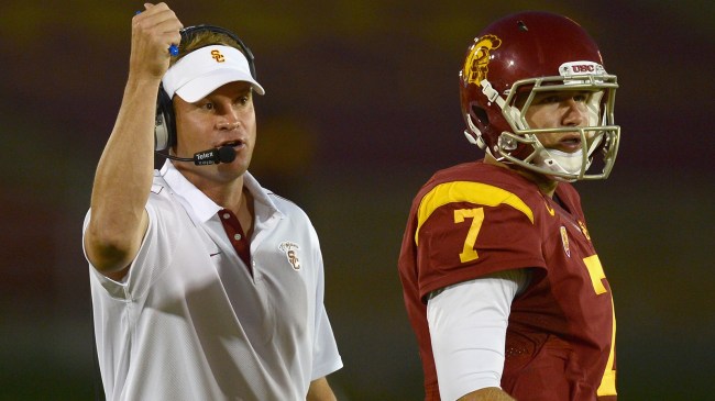 Lane Kiffin and Matt Barkley at USC