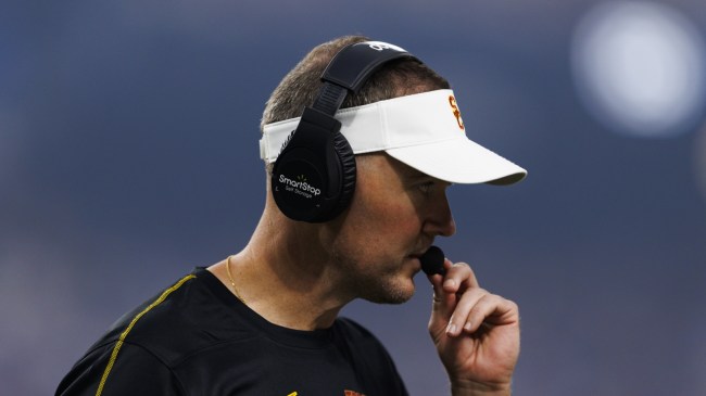 USC head coach Lincoln Riley on the sidelines during a game vs. LSU.