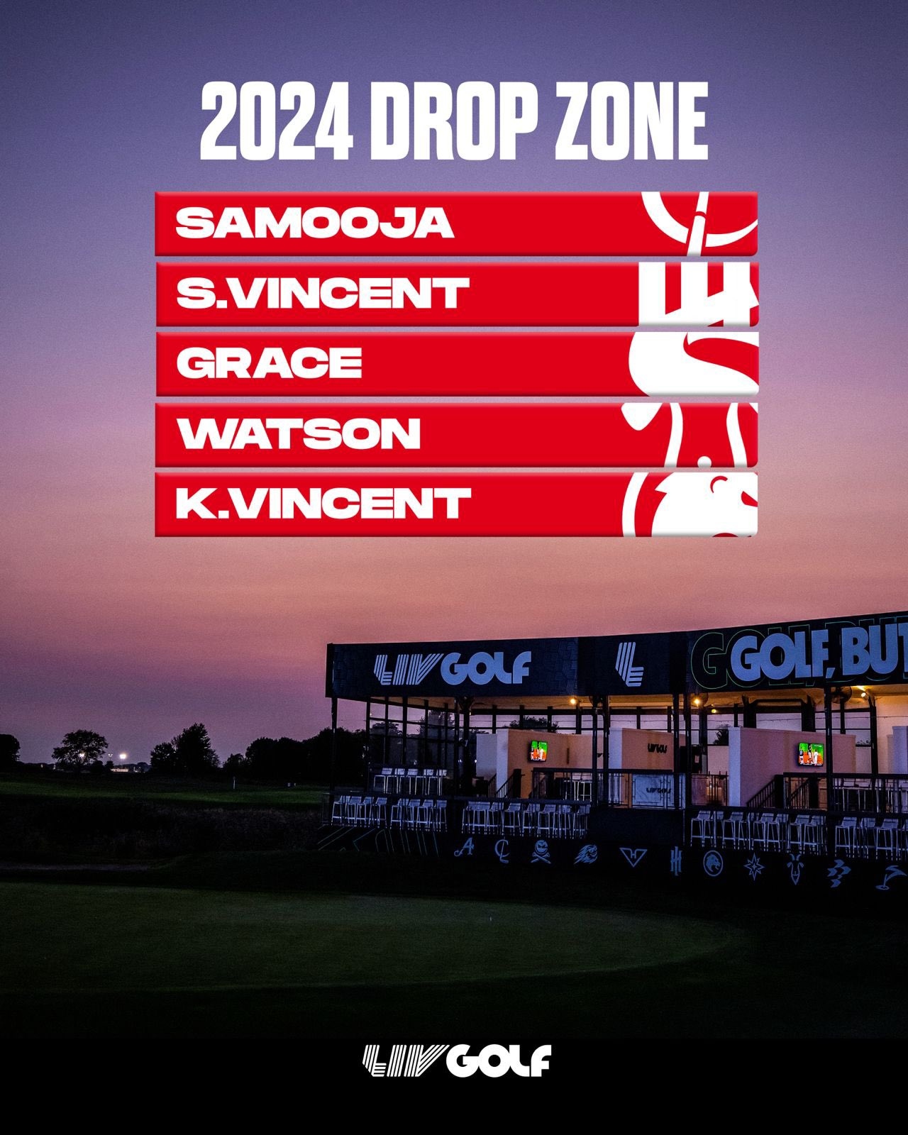 LIV Golf 2024 Drop Zone Bubba Watson relegated