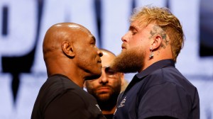 Mike Tyson facing off against Jake Paul