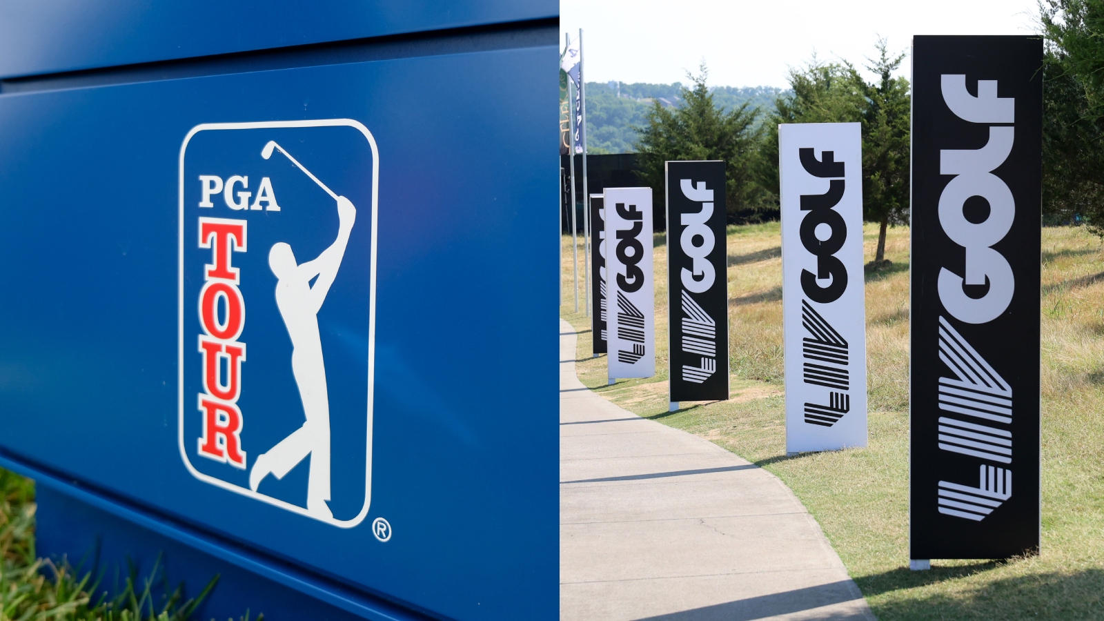 PGA Tour and LIV Golf signage