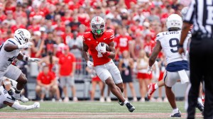 Ohio State RB Quinshon Judkins runs the ball vs. Arkon.