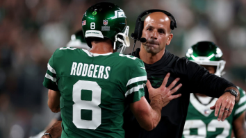 Aaron Rodgers Shoves Jets Coach Robert Saleh On The Sideline After Touchdown, Fans React