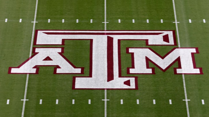 Texas A&M logo on field