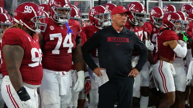 Kalen Deboer gets ready to lead the Alabama football team onto the field.