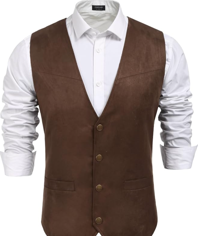 Coofandy Suede Leather Vest for Halloween costumes