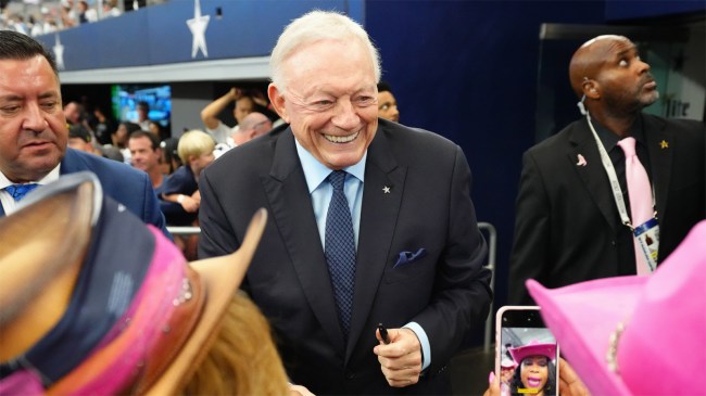 Dallas Cowboys owner Jerry Jones greets fans before a game