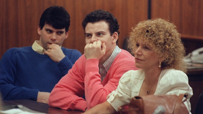 Erik Menendez and his brother Lyle in court with Leslie Abramson