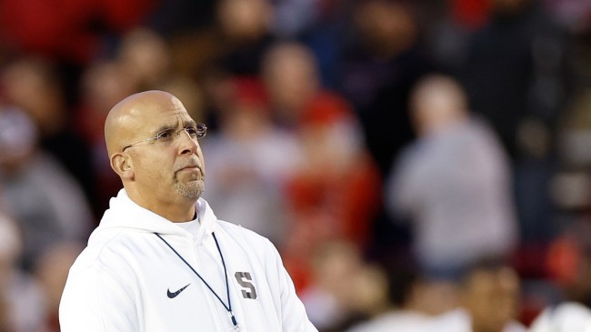 Penn State football coach James Franklin on the field.