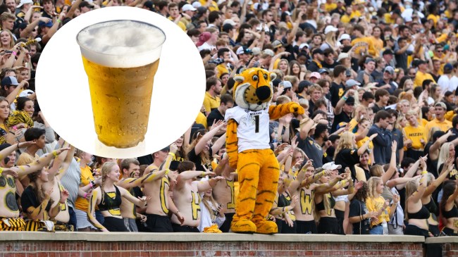 A view of Missouri football fans at Faurot Field Memorial Stadium.