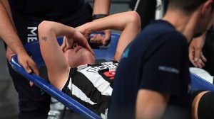 Nika Muhl of Besiktas gets injured during FIBA Women's Super Cup basketball match