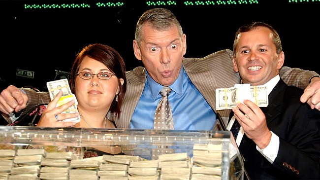 WWE Chairman Vince McMahon with contest winners